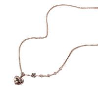 Messing Halskette, Rose, silberfarben plattiert, Modeschmuck & für Frau, Silberfarbe, frei von Nickel, Blei & Kadmium, 17x17mm, Länge:46 cm, verkauft von PC