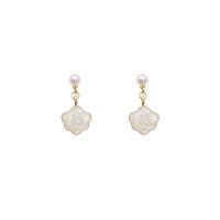 Zinc Alloy Drop Earring with Plastic Pearl Cloud gold color plated for woman & enamel nickel lead & cadmium free Sold By Pair