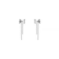 Fashion Fringe Earrings Zinc Alloy Bowknot platinum color plated for woman & with rhinestone nickel lead & cadmium free Sold By Pair