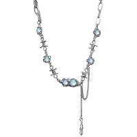Rustfrit stål smykker halskæde, 304 rustfrit stål, med Sea Opal, med 2.75inch extender kæde, mode smykker & for kvinde, Længde Ca. 16.3 inch, Solgt af PC