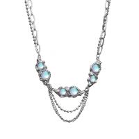 Edelstahl Schmuck Halskette, 304 Edelstahl, mit Opal & Zinklegierung, mit Verlängerungskettchen von 2.75inch, Modeschmuck & für Frau, Länge:ca. 16.5 ZollInch, verkauft von PC