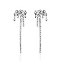 Fashion Fringe Earrings Zinc Alloy platinum color plated for woman & with rhinestone nickel lead & cadmium free Sold By Pair