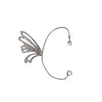 Fashion Earring Cuff and Wraps Zinc Alloy with Glass Rhinestone Butterfly platinum color plated for woman & hollow nickel lead & cadmium free Sold By PC