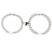Couple Bracelet and Bangle, 304 Stainless Steel, with magnetic & different styles for choice & for couple, original color, Length:Approx 7 Inch, Approx 7.8 Inch, 10Sets/Lot, Sold By Lot