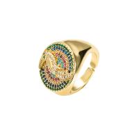 Cubic Zirconia Micro Pave Brass Ring gold color plated Adjustable & micro pave cubic zirconia & for woman 18mm Sold By Pair