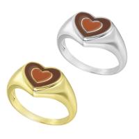 Brass δάχτυλο του δακτυλίου, Ορείχαλκος, Καρδιά, 18K επιχρυσωμένο, για τη γυναίκα & σμάλτο, περισσότερα χρώματα για την επιλογή, 17.30x11.50mm, Μέγεθος:7, Sold Με PC