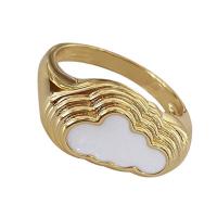 Anillo de dedo de latón, metal, Nube, chapado en color dorado, diverso tamaño para la opción & para mujer, Blanco, 17.30mm, Vendido por UD