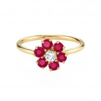 Cubic Zirconia Micro Pave Brass Ring Flower gold color plated & for woman 17.30mm US Ring Sold By PC