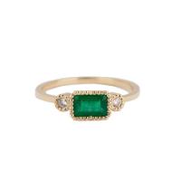 Cubic Zirconia Micro Pave Brass Ring, gold color plated, different size for choice & micro pave cubic zirconia & for woman, green, Sold By PC