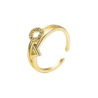 Cubique anneau en laiton Circonia Micro Pave, Placage de couleur d'or, Réglable & styles différents pour le choix & pavé de micro zircon & pour femme, 20mm, Vendu par PC