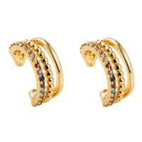 Fashion Earring Cuff and Wraps, Brass, 18K gold plated, micro pave cubic zirconia & for woman & hollow, multi-colored, 8x15mm, Sold By Pair