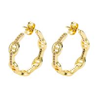 Cubic Zirconia Micro Pave Brass Earring, gold color plated, micro pave cubic zirconia & for woman, 20x20mm, Sold By Pair