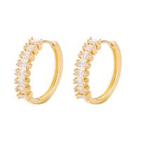 Brass Huggie Hoop Earring, gold color plated, micro pave cubic zirconia & for woman, 10x23mm, Sold By Pair