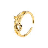Sárgaréz Mandzsetta Finger Ring, arany színű aranyozott, Állítható & különböző stílusokat a választás & mikro egyengetni cirkónia & a nő, 20mm, Által értékesített PC