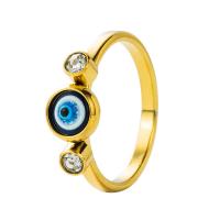 Ring Finger Titantium stali, ze Plastik, Platerowane w kolorze złota, różne style do wyboru & dla kobiety & z kamieniem, 20mm, sprzedane przez PC