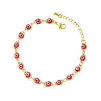 Bracelet Evil Eye bijoux, laiton, avec 1.18 inch chaînes de rallonge, Placage de couleur d'or, pour femme & émail, plus de couleurs à choisir, Longueur Environ 7.08 pouce, Vendu par PC