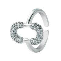 Cubic Zirconia Micro Pave Brass Ring platinum color plated Adjustable & micro pave cubic zirconia & for woman 20mm Sold By PC
