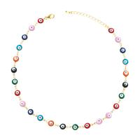 Evil Eye Jewelry Necklace, Brass, with 1.57 inch extender chain, gold color plated, different styles for choice & for woman & enamel, multi-colored, Length:Approx 14.96 Inch, Sold By PC