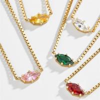Cubic Zircon Micro Pave Brass Necklace, with 1.97inch extender chain, 14K gold plated, fashion jewelry & micro pave cubic zirconia & for woman, more colors for choice, nickel, lead & cadmium free, 10.14x7mm, Length:Approx 15.75 Inch, Sold By PC