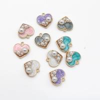 Tibetan Style Heart Pendants, with Plastic Pearl, DIY & enamel, more colors for choice, nickel, lead & cadmium free, 13x13mm, 10PCs/Bag, Sold By Bag