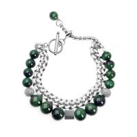 Gemstone Bracelets Titanium Steel with Gemstone with 1.97inch extender chain Double Layer & fashion jewelry & Unisex Length Approx 7.09 Inch Sold By PC