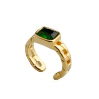Titantium Steel finger ring, Titan Stål, mode smycken & olika storlek för val & micro bana cubic zirconia & för kvinna, gyllene, 8x5mm, Säljs av PC