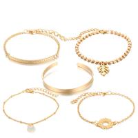 Zinc Alloy Bracelet with Crystal 5 pieces & fashion jewelry & for woman golden Sold By Set