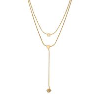Collar de Latón, metal, con 4.2cm extender cadena, chapado en oro real, Doble capa & Joyería & para mujer, dorado, 63mm, longitud 38.2 cm, Vendido por UD
