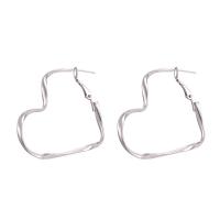Tibetan Style Hoop Earring, Heart, platinum color plated, fashion jewelry & for woman, platinum color, 40x43mm, Sold By Pair
