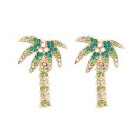 Rhinestone Earring Zinc Alloy with ABS Plastic Pearl Tree gold color plated fashion jewelry & for woman & with rhinestone multi-colored Sold By Pair