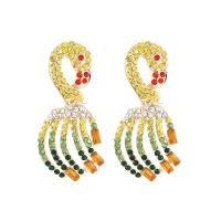Rhinestone Earring, Tibetan Style, gold color plated, fashion jewelry & for woman & with rhinestone, more colors for choice, 49x22mm, Sold By Pair