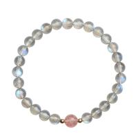 Moonstone Bracelet, with Strawberry Quartz, fashion jewelry & different length for choice & for woman, mixed colors, Sold By PC