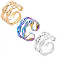 304 Stainless Steel Cuff Finger Ring, Vacuum Ion Plating, Adjustable & Unisex, more colors for choice, US Ring Size:8, Sold By PC