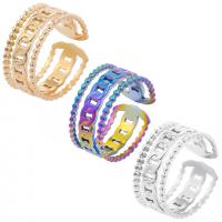 304 Stainless Steel Cuff Finger Ring, Vacuum Ion Plating, Adjustable & Unisex, more colors for choice, US Ring Size:8.5, Sold By PC
