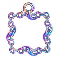 Zinc Alloy Pendants Square colorful plated Unisex & hollow nickel lead & cadmium free Length Approx 50 cm Sold By PC