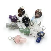 Gemstone Pendants Jewelry, Natural Stone, with Brass, mushroom, plated, different materials for choice & Unisex, more colors for choice, 12x33mm, Sold By PC