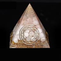 Resin Pyramid Decoration with Gold Foil & Gemstone & Aluminum Pyramidal gold color plated  & epoxy gel Sold By PC