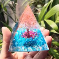 Resin Pyramid Decoration with Gemstone & Aluminum Pyramidal plated epoxy gel mixed colors Sold By PC