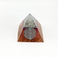 Harz Pyramid Dekoration, mit Edelstein, Pyramide, Epoxy Aufkleber, gemischte Farben, 60x60mm, verkauft von PC