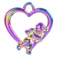 Tibetan Style Heart Pendants, colorful plated, Unisex & different styles for choice & hollow, more colors for choice, nickel, lead & cadmium free, 18x20mm, Length:Approx 50 cm, Sold By PC