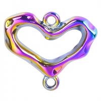 Heart Tibetan Style Connector, colorful plated, DIY & 1/1 loop & hollow, nickel, lead & cadmium free, 20x17mm, Sold By PC