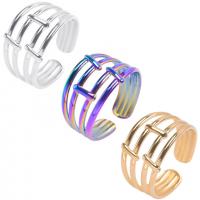Aço inoxidável 304 Cuff Ring Finger, Ajustável & unissex, Mais cores pare escolha, tamanho:9, vendido por PC