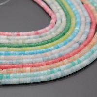 gefärbter Marmor Perle, flache Runde, DIY, keine, 4x2mm, ca. 150PCs/Strang, verkauft von Strang