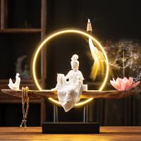 Backflow Incense Burner, Porcelain, handmade, for home and office & with LED light & multifunctional & different styles for choice, 486x100x360mm, Sold By PC