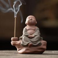 Traditional Ceramic Inserted Burner Incense Seat Purple Clay Buddhist Monk handmade for home and office Sold By PC
