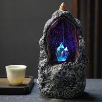 Backflow Incense Burner, Resin, handmade, for home and office & durable & with LED light, 102x94x182mm, Sold By PC