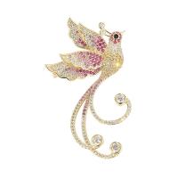 Cubic Zirconia Brooch Brass Phoenix 18K gold plated micro pave cubic zirconia & for woman golden nickel lead & cadmium free Sold By PC