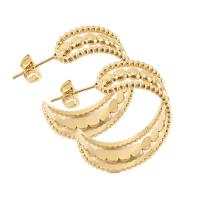 Edelstahl Ohrringe, 304 Edelstahl, 18K vergoldet, Modeschmuck & für Frau, goldfarben, 24.50x9x1.20mm, verkauft von Paar