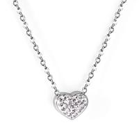 Stainless Steel Jewelry Necklace 304 Stainless Steel & for woman & with rhinestone original color Sold By PC