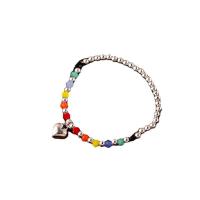 Brass Bracelet & Bangle Heart silver color plated fashion jewelry & for woman multi-colored nickel lead & cadmium free Length 16 cm Sold By PC